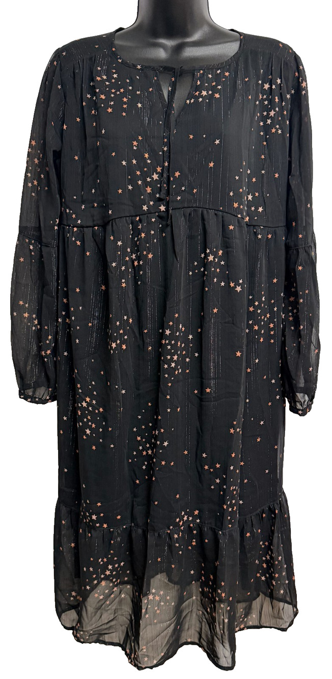 Isabel Maternity Ingrid & Isabel Woven Flounce Dress Women's S Star Metallic NEW